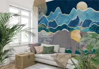 Abstract Elephant and Mountainscape Wall Mural