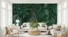 Deep Green Abstract Jungle Foliage Wall Mural 1