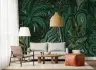 Deep Green Abstract Jungle Foliage Wall Mural 3