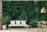 Deep Green Abstract Jungle Foliage Wall Mural 5