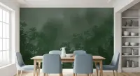 Deep Green Misty Forest Canopy Abstract Wall Mural