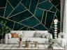 Emerald Geometric Gold Line Wallpaper 2