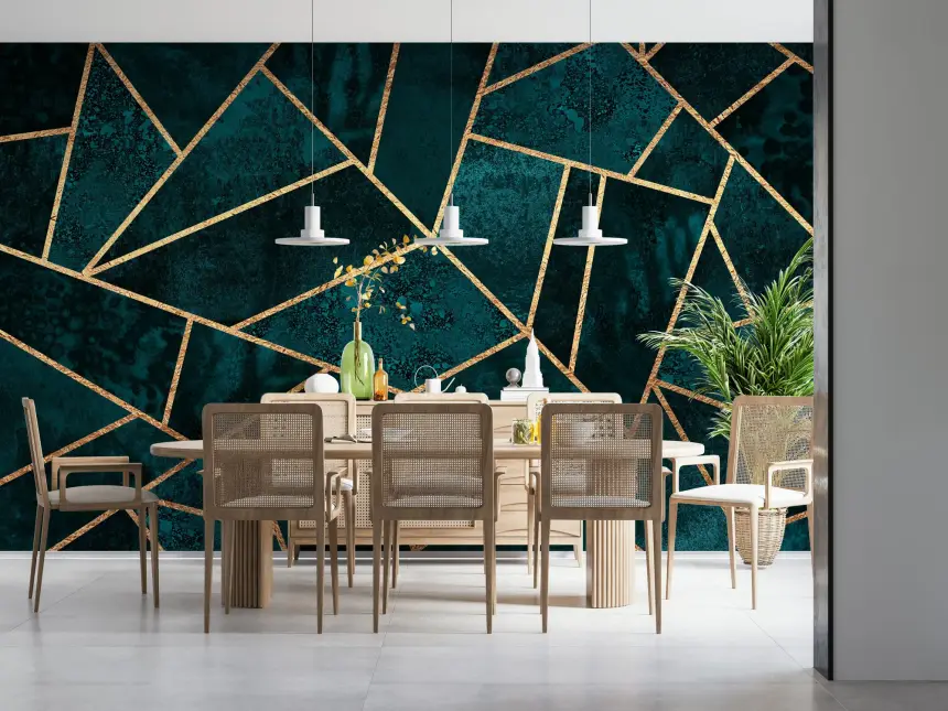 Emerald & Gold Facets Wall Mural- 2715972