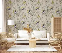 Elegant Watercolor Bird and Botanical Wallpaper