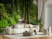 Winding Forest Path Green Landscape Wall Mural