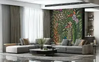 Ornate Jungle Flora Dark Green Wallpaper Mural