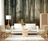Misty Woodland Haze Wall Mural