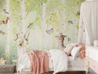 Whimsical Watercolor Forest Animals Wall Mural