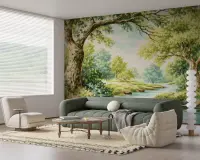 Tranquil Woodland River Landscape Wall Mural