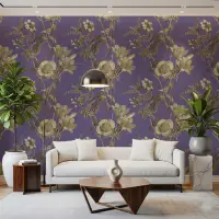Elegant Purple Floral Botanical Wallpaper