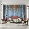 Misty Autumn Birch Forest Wall Mural 1