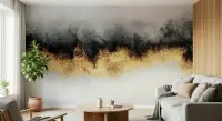 Abstract Gold and Charcoal Textured Wall Mural