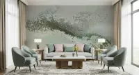 Teal Gold Patina Vein Abstract Wallpaper Mural