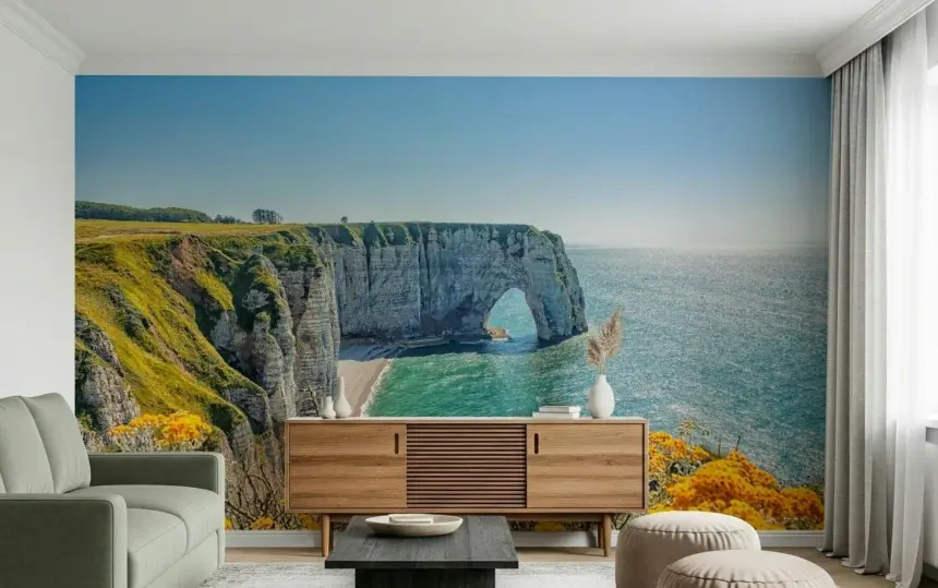 Etretat's Yellow Bloom Wall Mural