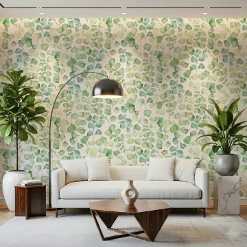 Lush Green Eucalyptus Leaf Watercolor Wallpaper
