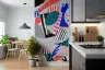 Bold Geometric Teal Red Torn Paper Collage Wallpaper Mural 2