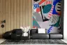 Bold Geometric Teal Red Torn Paper Collage Wallpaper Mural 1