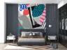 Bold Geometric Teal Red Torn Paper Collage Wallpaper Mural 5