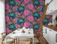 Vibrant Tropical Parrot Bloom Wall Mural