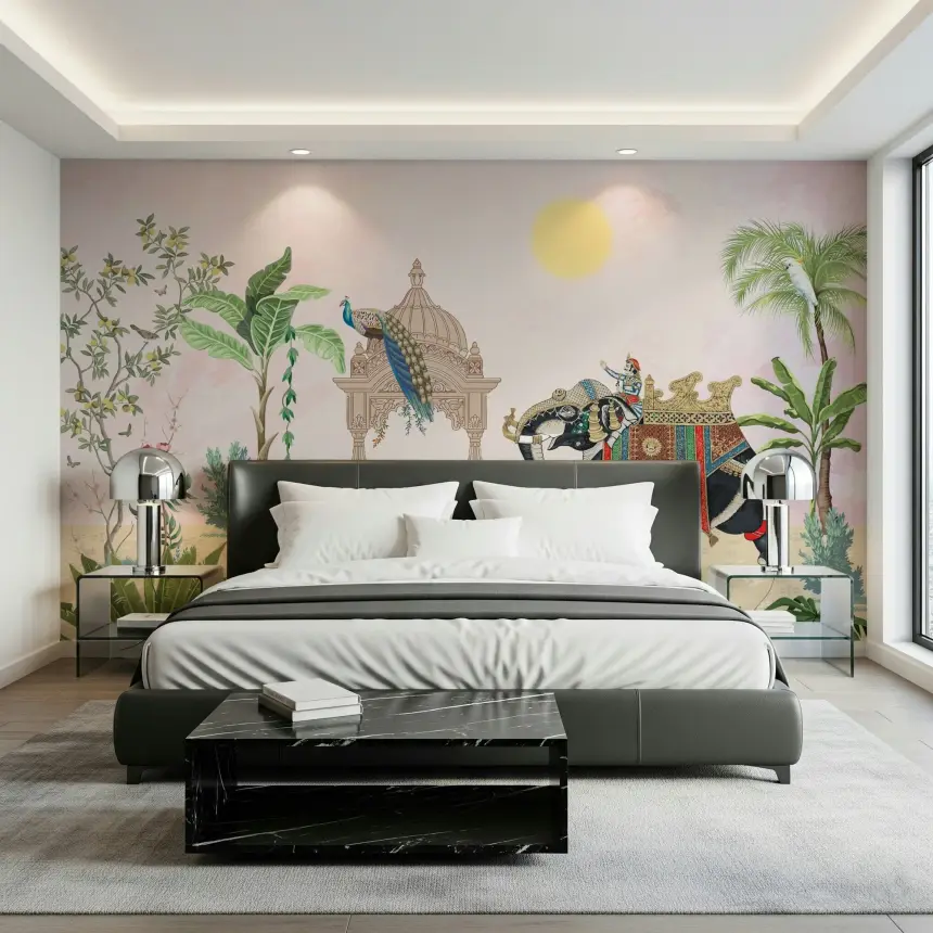Exotic Peacock Elephant Wall Mural