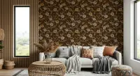 Warm Vintage Floral Pattern Brown Wallpaper