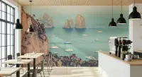 Capri Faraglioni Cliffs Yacht View Wall Mural