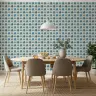 Indigo Floral Tile Pattern Wallpaper 3