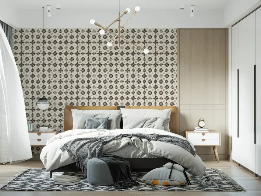 Farmhouse Classic Backsplash Choco Wallpaper