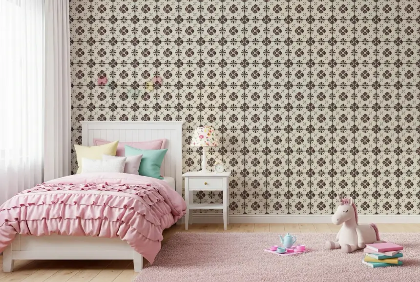 Farmhouse Classic Backsplash Choco Wallpaper