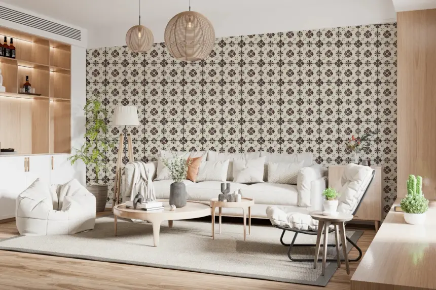Farmhouse Classic Backsplash Choco Wallpaper