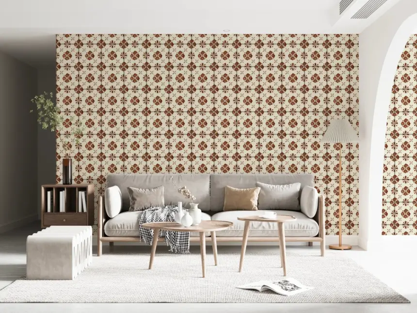 Farmhouse Classic Backsplash Clay Wallpaper