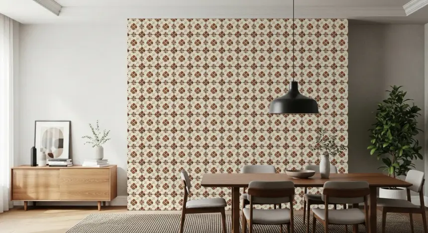 Farmhouse Classic Backsplash Clay Wallpaper