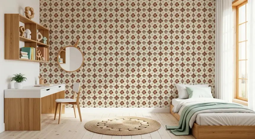 Farmhouse Classic Backsplash Clay Wallpaper