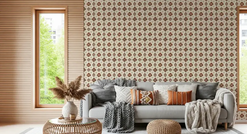 Farmhouse Classic Backsplash Clay Wallpaper