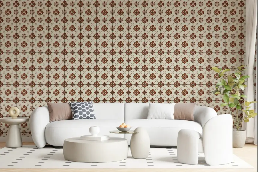 Farmhouse Classic Backsplash Clay Wallpaper
