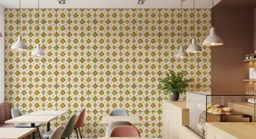 Vintage Gold Floral Tile Pattern Wallpaper