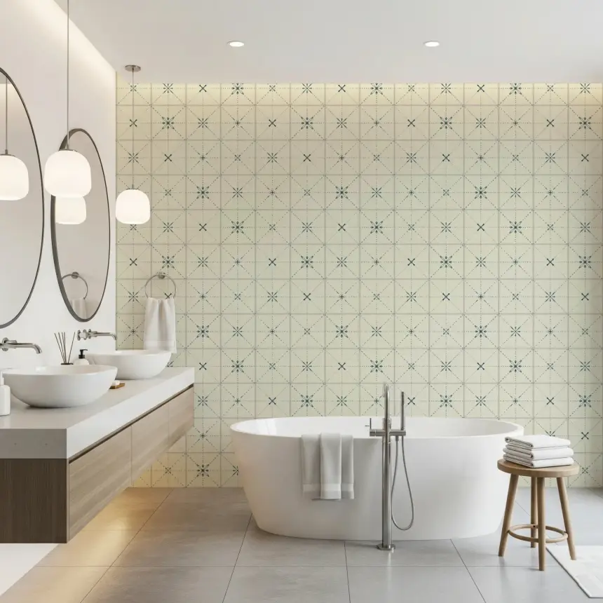 Farmhouse Delicate Backsplash Blue Wallpaper