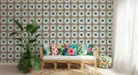 Indigo Compass Rose Geometric Pattern Wallpaper