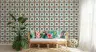 Indigo Compass Rose Geometric Pattern Wallpaper 2