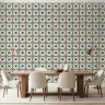 Indigo Compass Rose Geometric Pattern Wallpaper 1