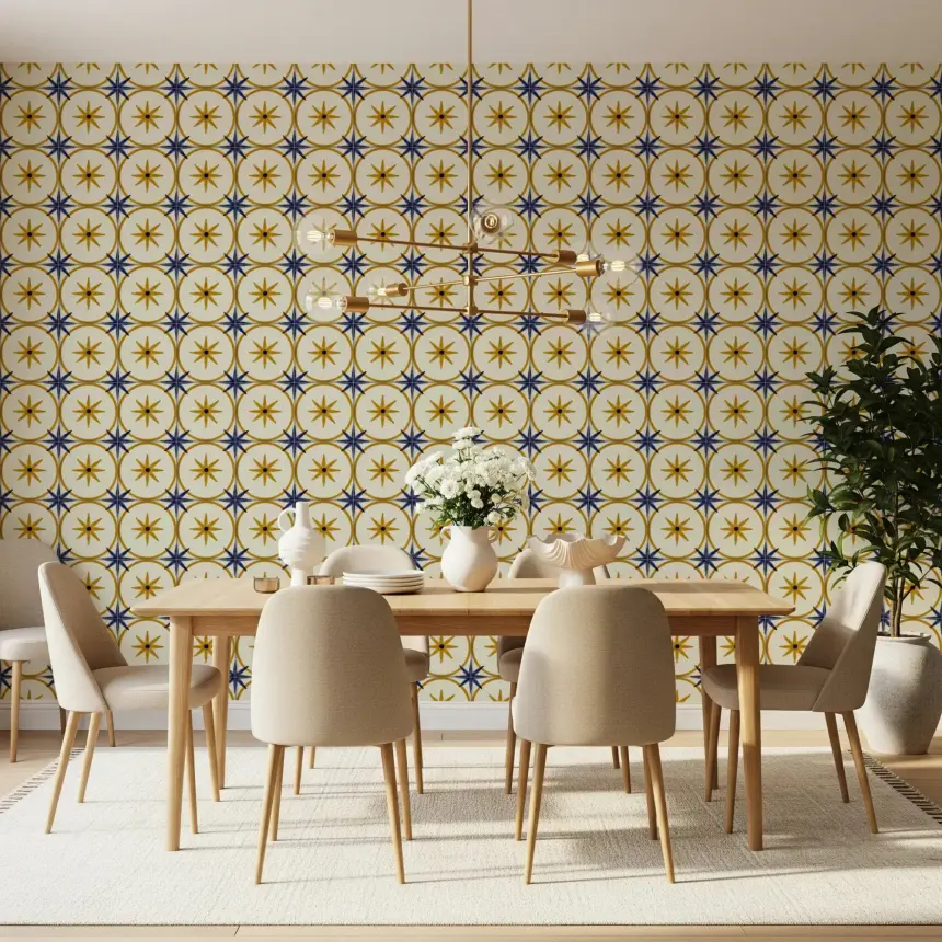 Farmhouse Timeless Backsplash Gold Wallpaper