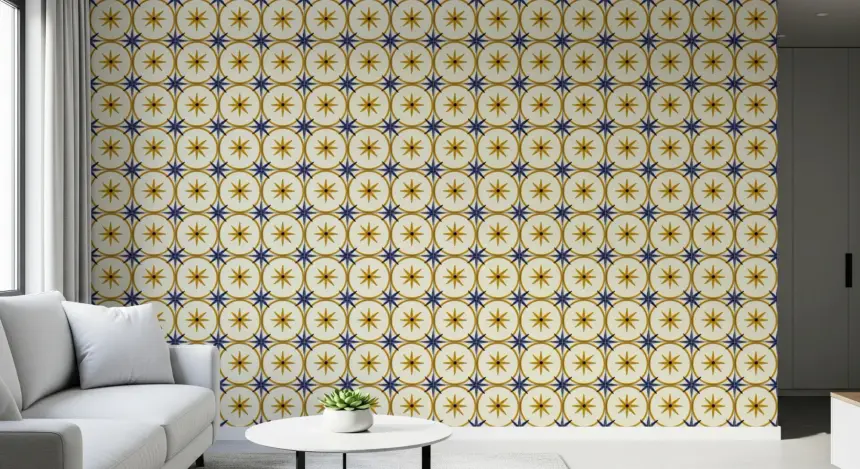 Farmhouse Timeless Backsplash Gold Wallpaper