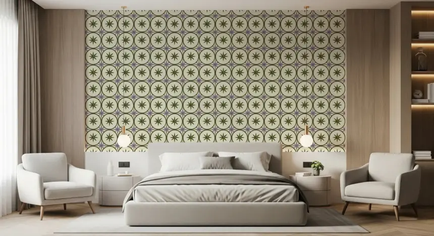 Farmhouse Timeless Backsplash Olive Wallpaper