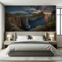 Faroe Islands Coastal Cliffs Sunrise Wall Mural