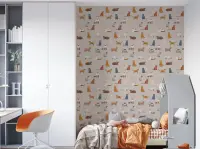 Charming Cartoon Cat Pattern Kids Wallpaper
