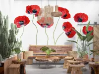 Vivid Red Poppy Floral Design Wall Mural