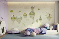 Dreamy Sky Homes & Animals Kids Wall Mural