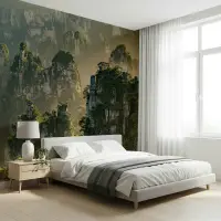 Misty Verdant Mountain Peaks Wall Mural