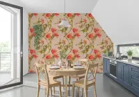 Elegant Vintage Coral Floral Pattern Wallpaper