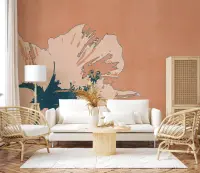 Abstract Terracotta Floral Wall Mural